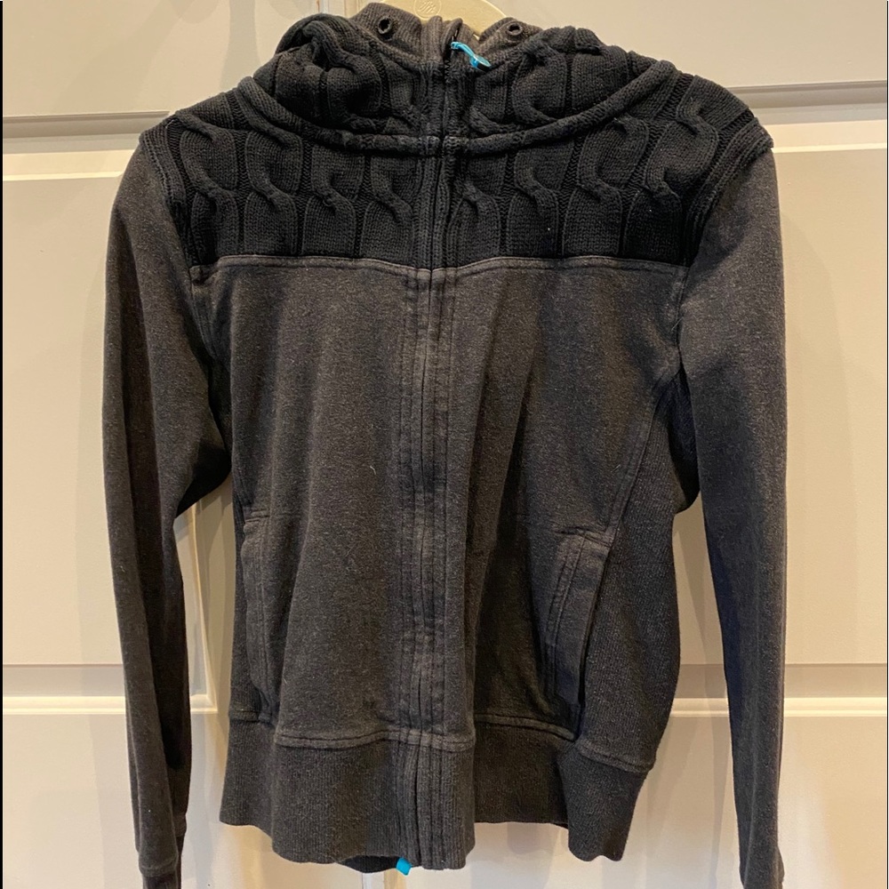 Charcoal gray hooded Lululemon zip jacket
